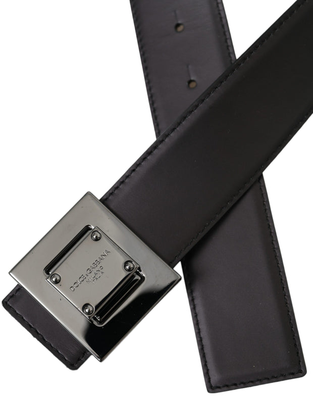 Black Calf Leather Square Metal Buckle Belt Dolce & Gabbana