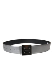 Silver Leather Square Metal Buckle Belt Dolce & Gabbana