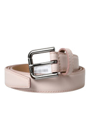 Light Pink Leather Silver Metal Buckle Belt Dolce & Gabbana