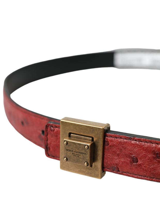 Brown Leather Square Metal Buckle Belt Dolce & Gabbana