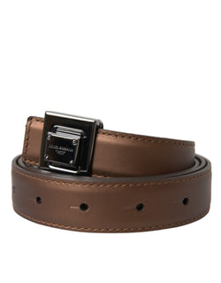 Bronze Leather Square Metal Buckle Belt Dolce & Gabbana