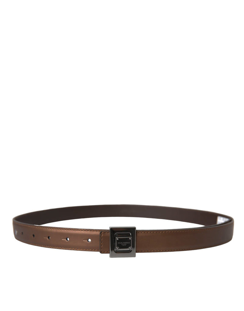 Bronze Leather Square Metal Buckle Belt Dolce & Gabbana