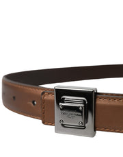 Bronze Leather Square Metal Buckle Belt Dolce & Gabbana