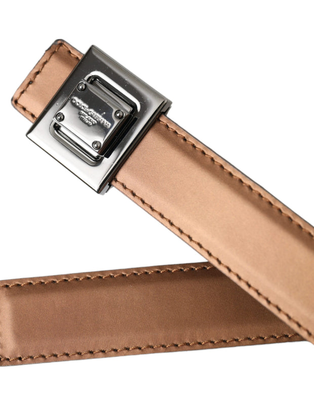 Bronze Leather Square Metal Buckle Belt Dolce & Gabbana