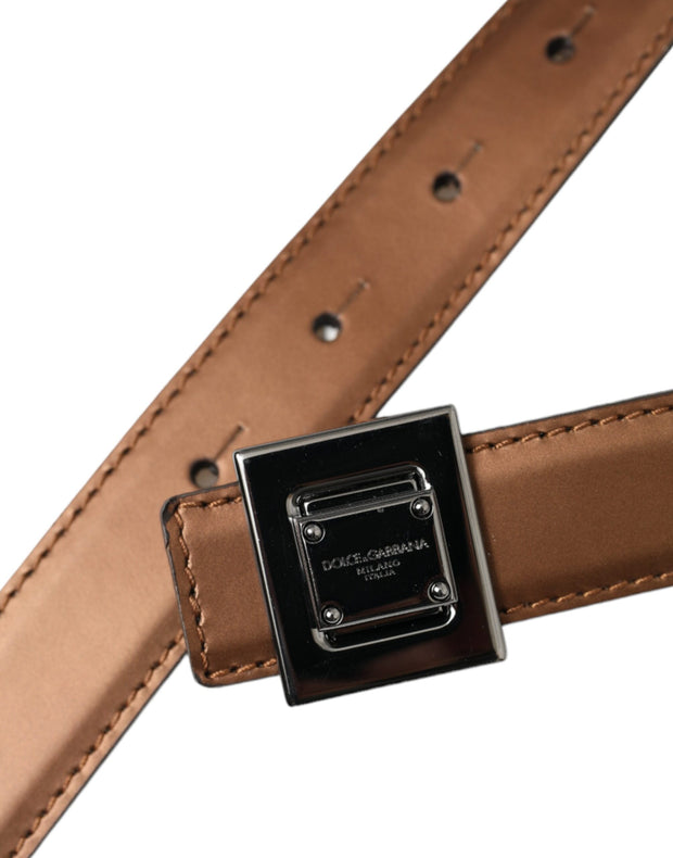 Bronze Leather Square Metal Buckle Belt Dolce & Gabbana