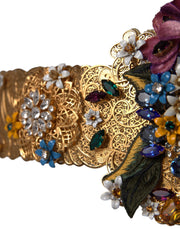 Multicolor Embellished Floral Crystal Wide Waist Belt Dolce & Gabbana