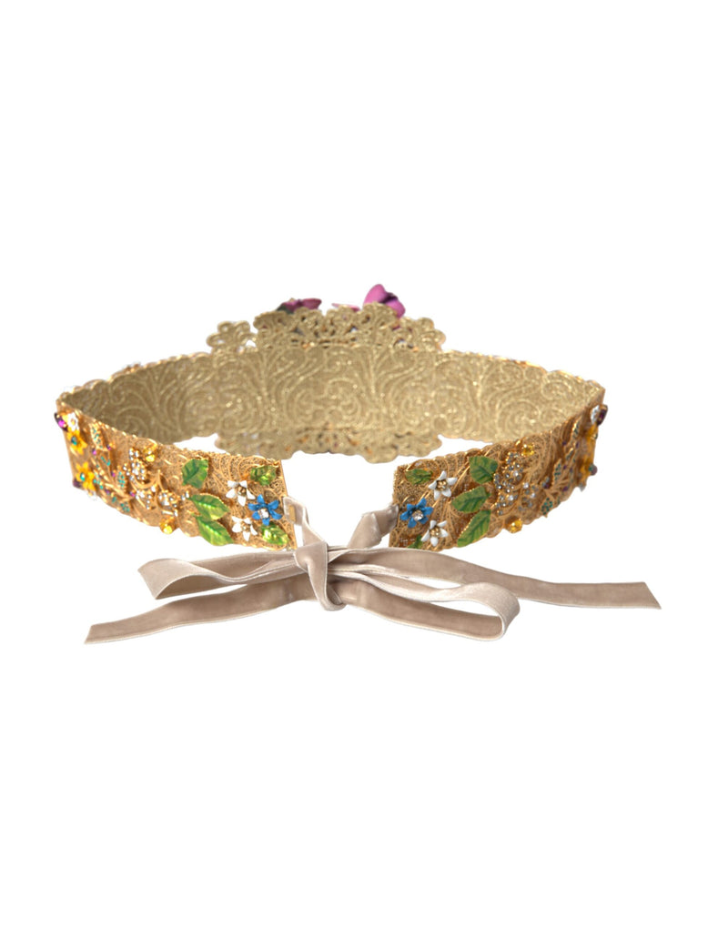 Multicolor Embellished Floral Crystal Wide Waist Belt Dolce & Gabbana