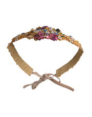 Multicolor Embellished Floral Crystal Wide Waist Belt Dolce & Gabbana