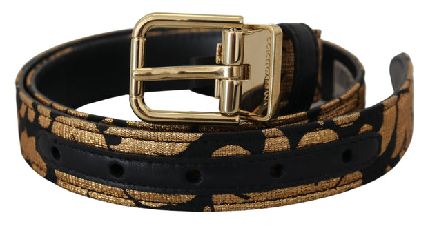 Multicolor Jacquard Leather Logo Buckle Belt Dolce & Gabbana