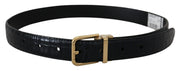 Black Exotic Leather Gold Metal Buckle Belt Dolce & Gabbana