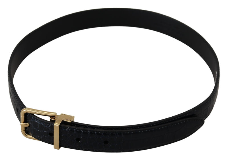 Black Exotic Leather Gold Metal Buckle Belt Dolce & Gabbana