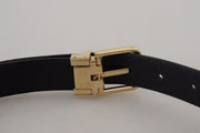 Black Exotic Leather Gold Metal Buckle Belt Dolce & Gabbana