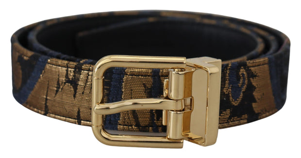 Multicolor Jacquard Leather Logo Buckle Belt Dolce & Gabbana