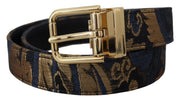 Multicolor Jacquard Leather Logo Buckle Belt Dolce & Gabbana