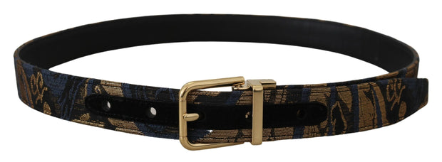 Multicolor Jacquard Leather Logo Buckle Belt Dolce & Gabbana