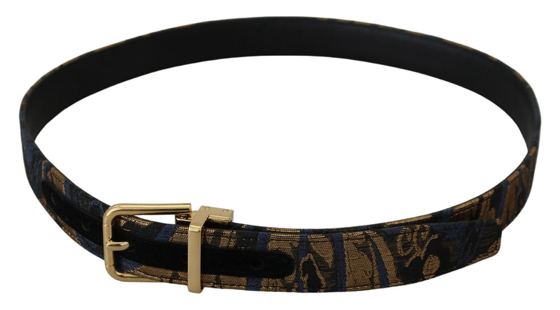 Multicolor Jacquard Leather Logo Buckle Belt Dolce & Gabbana