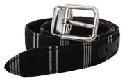 Black White Cotton Metal Silver Buckle Belt Dolce & Gabbana