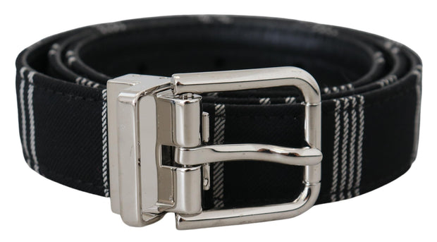 Black White Cotton Metal Silver Buckle Belt Dolce & Gabbana