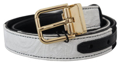 White Black Patchwork Gold Metal Buckle Belt Dolce & Gabbana