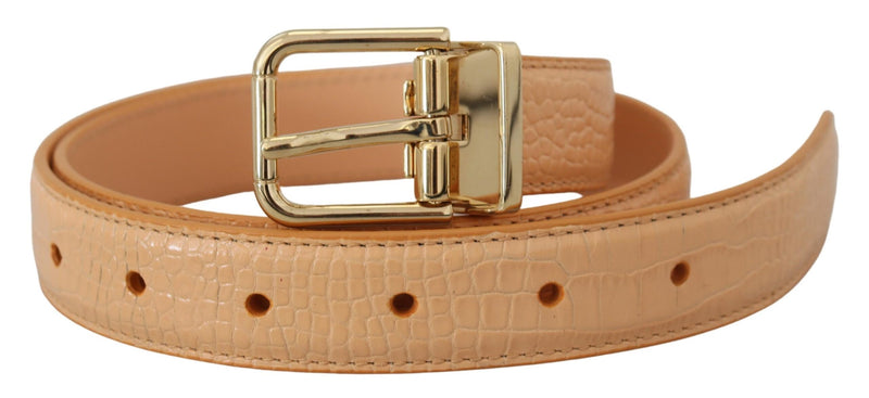 Beige Exotic Leather Gold Metal Buckle Belt Dolce & Gabbana