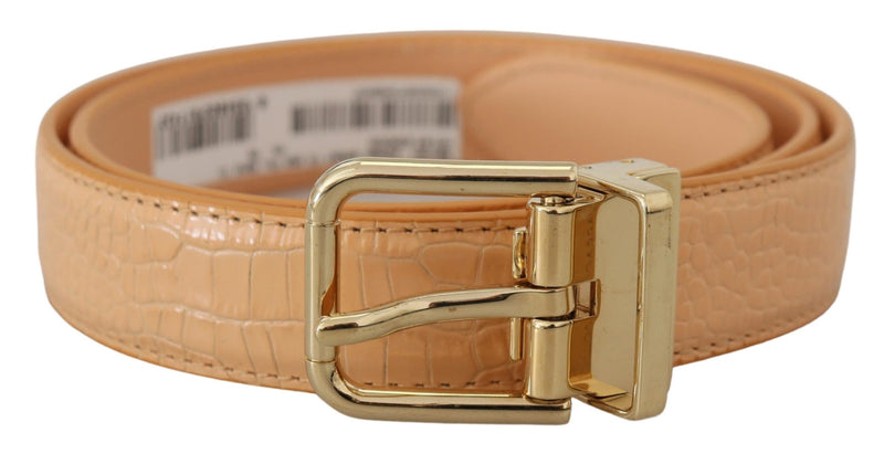 Beige Exotic Leather Gold Metal Buckle Belt Dolce & Gabbana