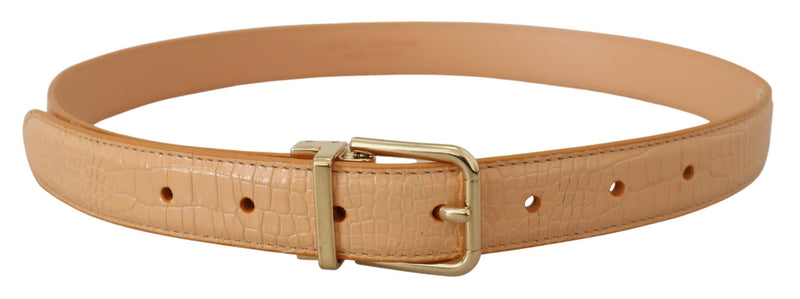 Beige Exotic Leather Gold Metal Buckle Belt Dolce & Gabbana