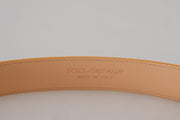 Beige Exotic Leather Gold Metal Buckle Belt Dolce & Gabbana