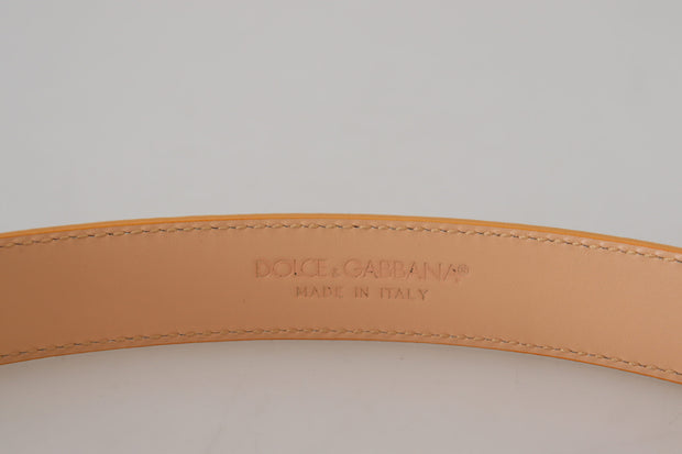 Beige Exotic Leather Gold Metal Buckle Belt Dolce & Gabbana