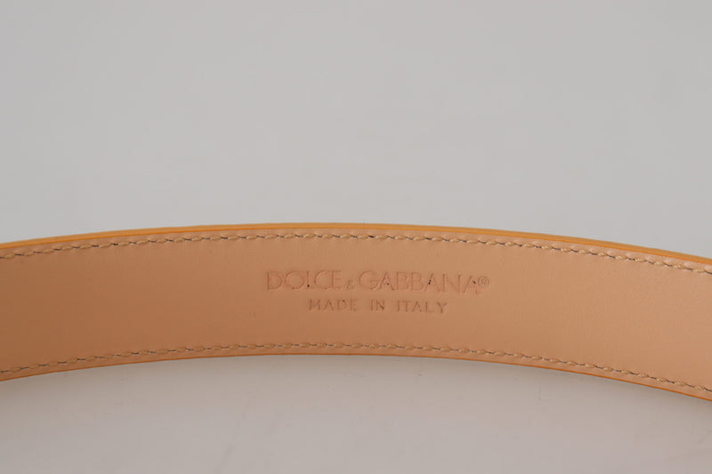 Beige Exotic Leather Gold Metal Buckle Belt Dolce & Gabbana