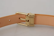 Beige Exotic Leather Gold Metal Buckle Belt Dolce & Gabbana