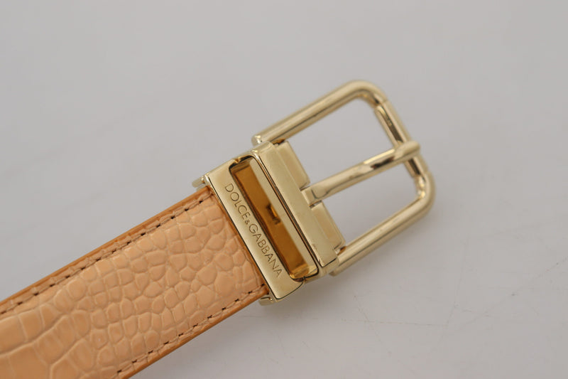 Beige Exotic Leather Gold Metal Buckle Belt Dolce & Gabbana