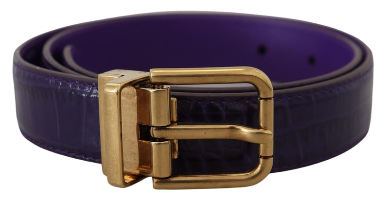 Purple Exotic Leather Gold Metal Buckle Belt Dolce & Gabbana