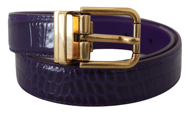 Purple Exotic Leather Gold Metal Buckle Belt Dolce & Gabbana