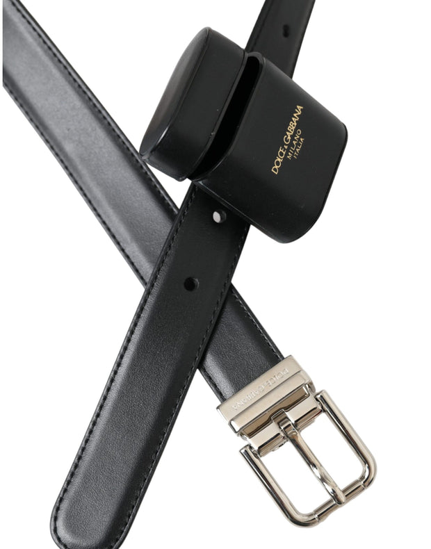 Black Leather Airpods Case Silver Buckle Belt Dolce & Gabbana