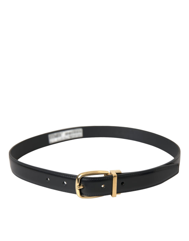 Black Calf Leather Gold Metal Buckle Belt Dolce & Gabbana