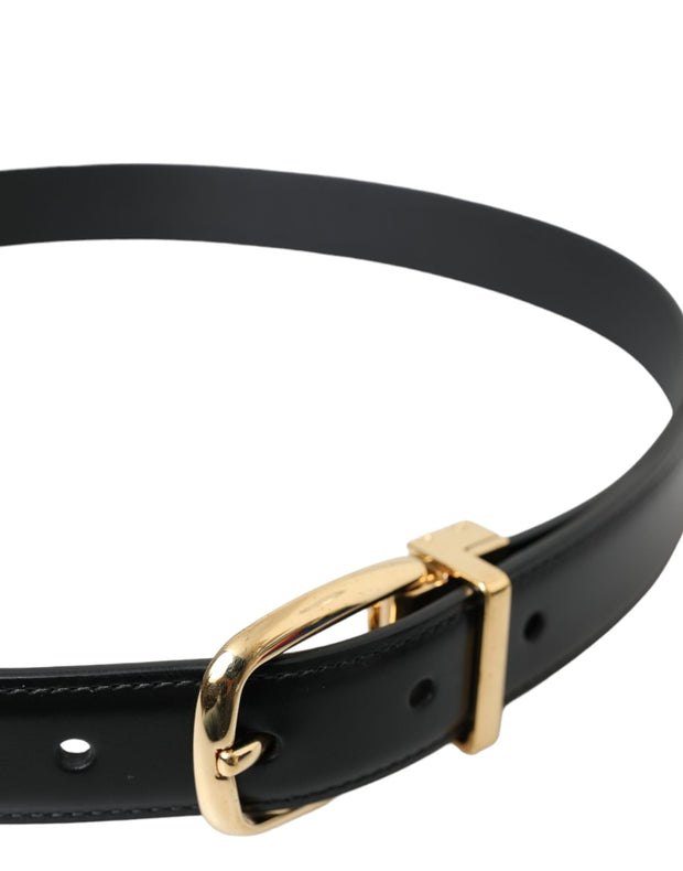 Black Calf Leather Gold Metal Buckle Belt Dolce & Gabbana