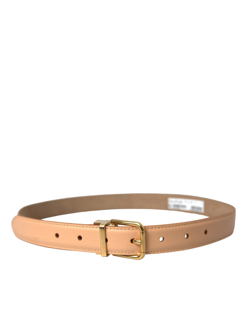 Beige Calfskin Leather Gold Metal Buckle Belt Dolce & Gabbana