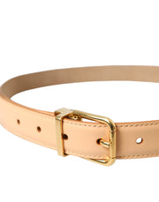 Beige Calfskin Leather Gold Metal Buckle Belt Dolce & Gabbana