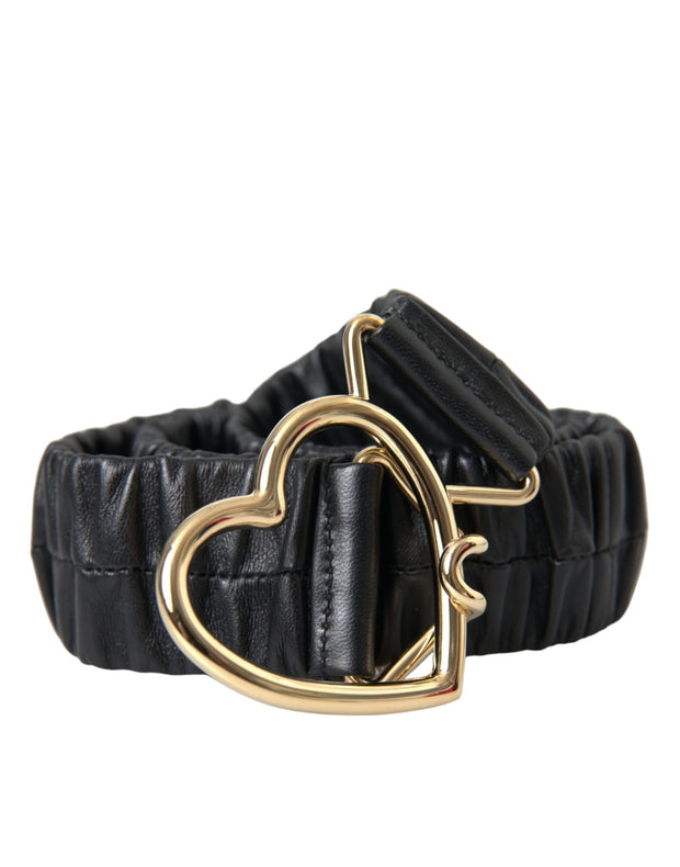 Black Leather Gold Heart Metal Buckle Belt Dolce & Gabbana