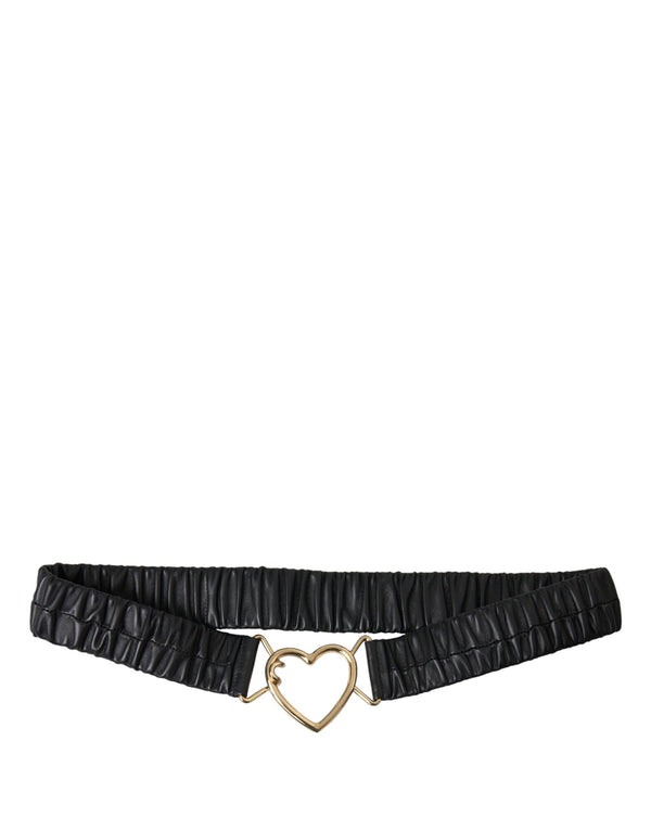 Black Leather Gold Heart Metal Buckle Belt Dolce & Gabbana