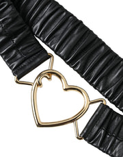 Black Leather Gold Heart Metal Buckle Belt Dolce & Gabbana