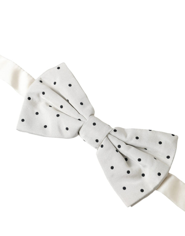 White Black Polka Dot Polyester Bow Tie Men Dolce & Gabbana