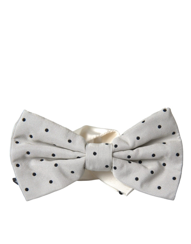 White Black Polka Dot Polyester Bow Tie Men Dolce & Gabbana