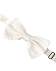 Off White Silk Adjustable Neck Men Bow Tie Dolce & Gabbana