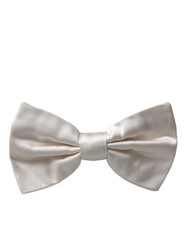 Off White Silk Adjustable Neck Men Bow Tie Dolce & Gabbana