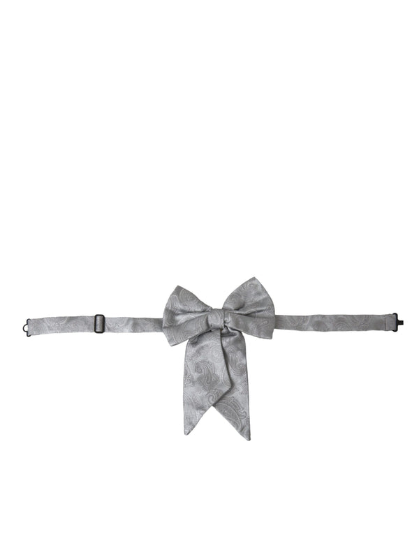 Silver Ribbon Silk Adjustable Neck Men Bow Tie Dolce & Gabbana