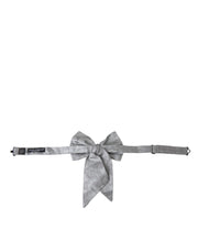 Silver Ribbon Silk Adjustable Neck Men Bow Tie Dolce & Gabbana