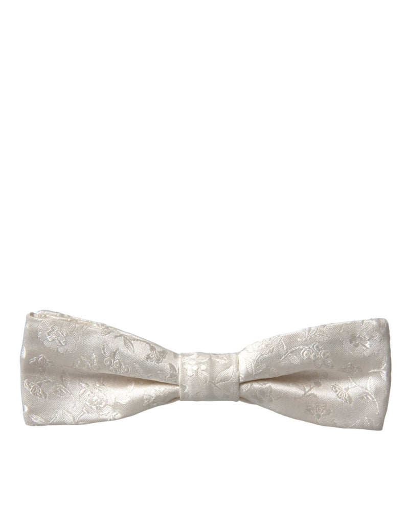 White Floral Silk Adjustable Neck Bow Tie Dolce & Gabbana