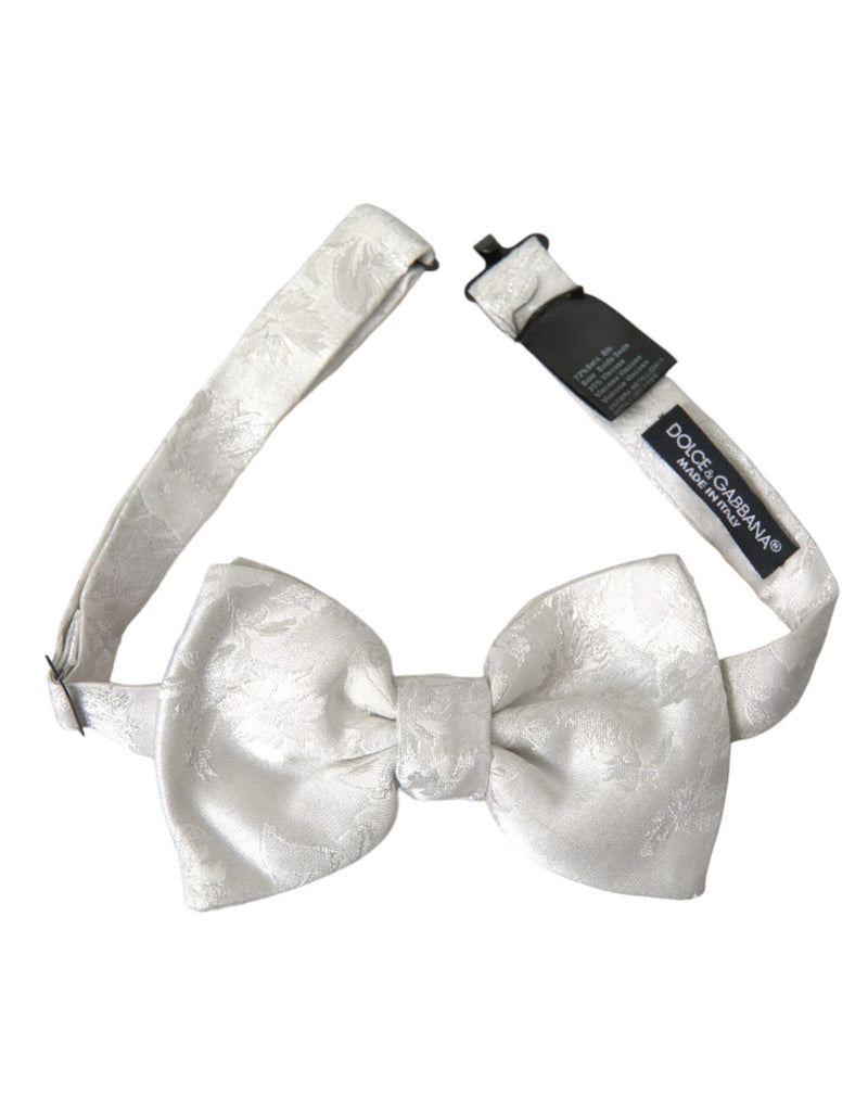 White Floral Silk Adjustable Men Neck Bow Tie Dolce & Gabbana