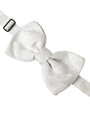 White Floral Silk Adjustable Men Neck Bow Tie Dolce & Gabbana